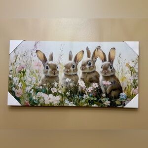 Charming Rabbit Canvas Wall Art - Brown and Cream
